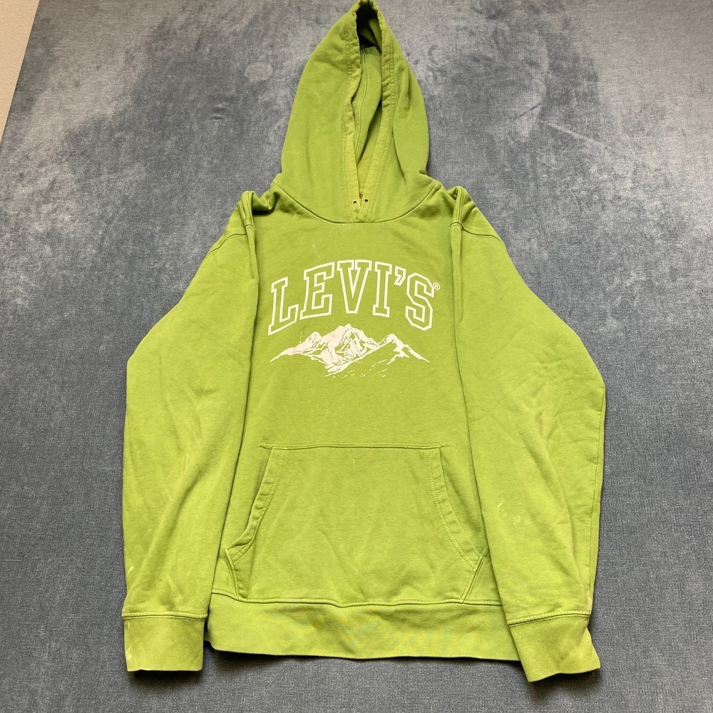 Levi's Hoodie Mens Large Green Mountain Graphic Logo Standard Fit Casual Comfort